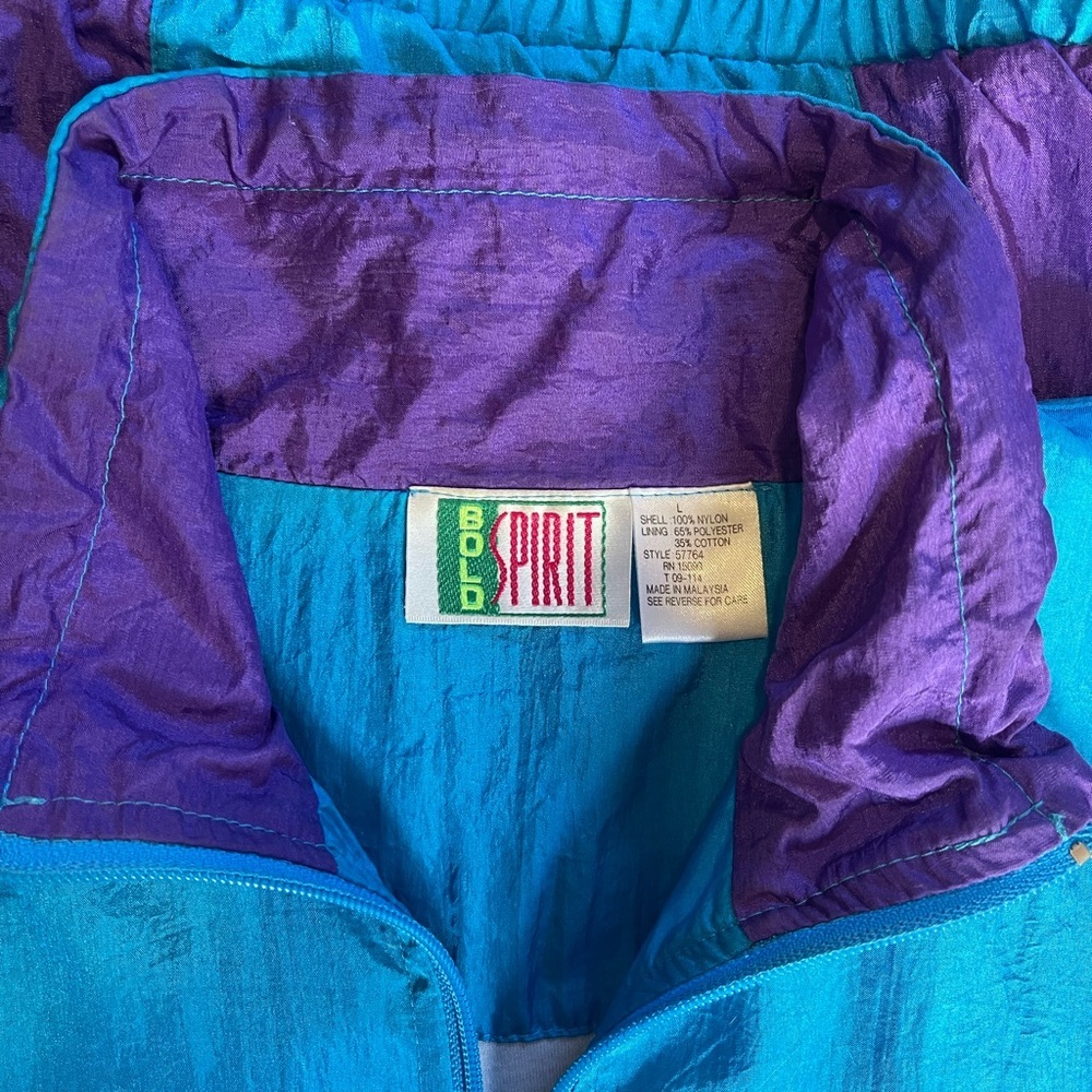 Bold Spirit Vintage Colorblock Windbreaker Jacket windbreaker size L purple blue - Picture 2 of 9